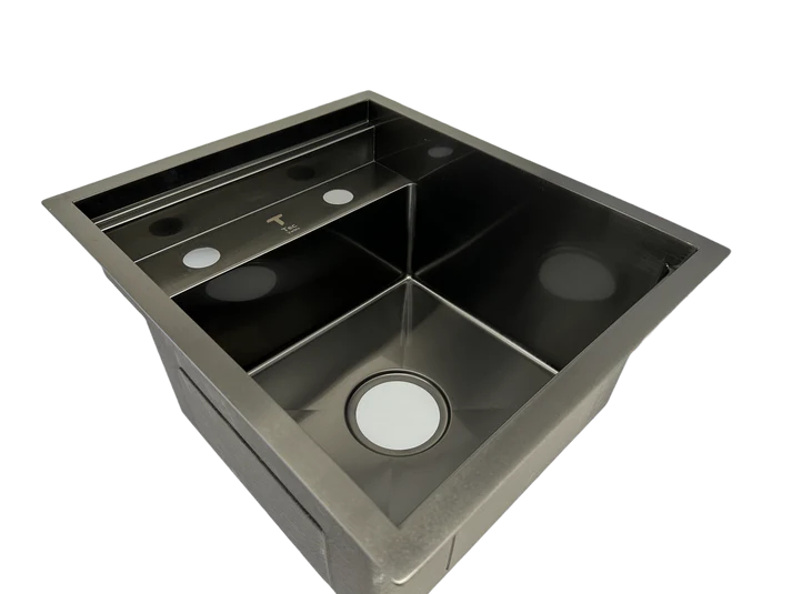 Space-Saving Camper Van/Truck RV Sink - Black Stainless Steel with Hideaway Faucet