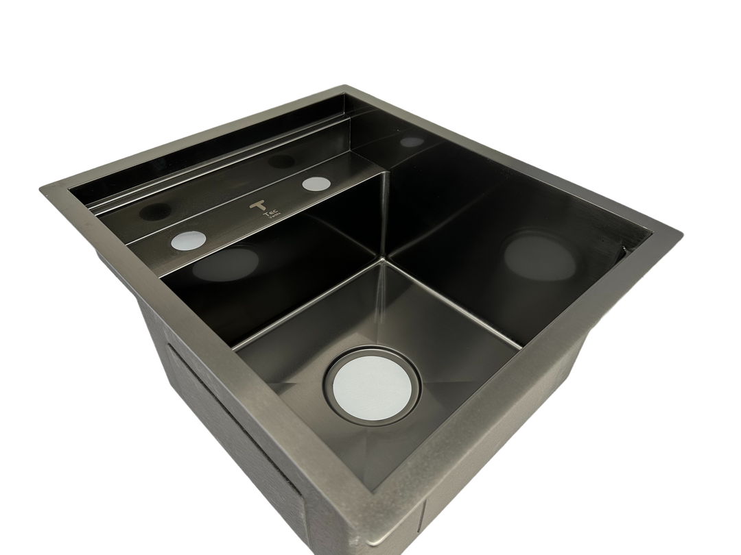 Black Stainless Steel Camper Van RV Sink | Folding Faucet and Soap Dispenser