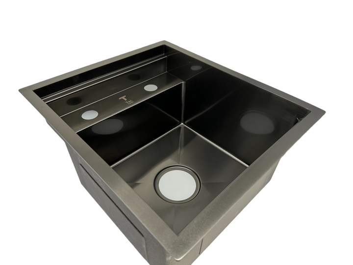 Black Stainless Steel Camper Van RV Sink | Folding Faucet and Soap Dispenser