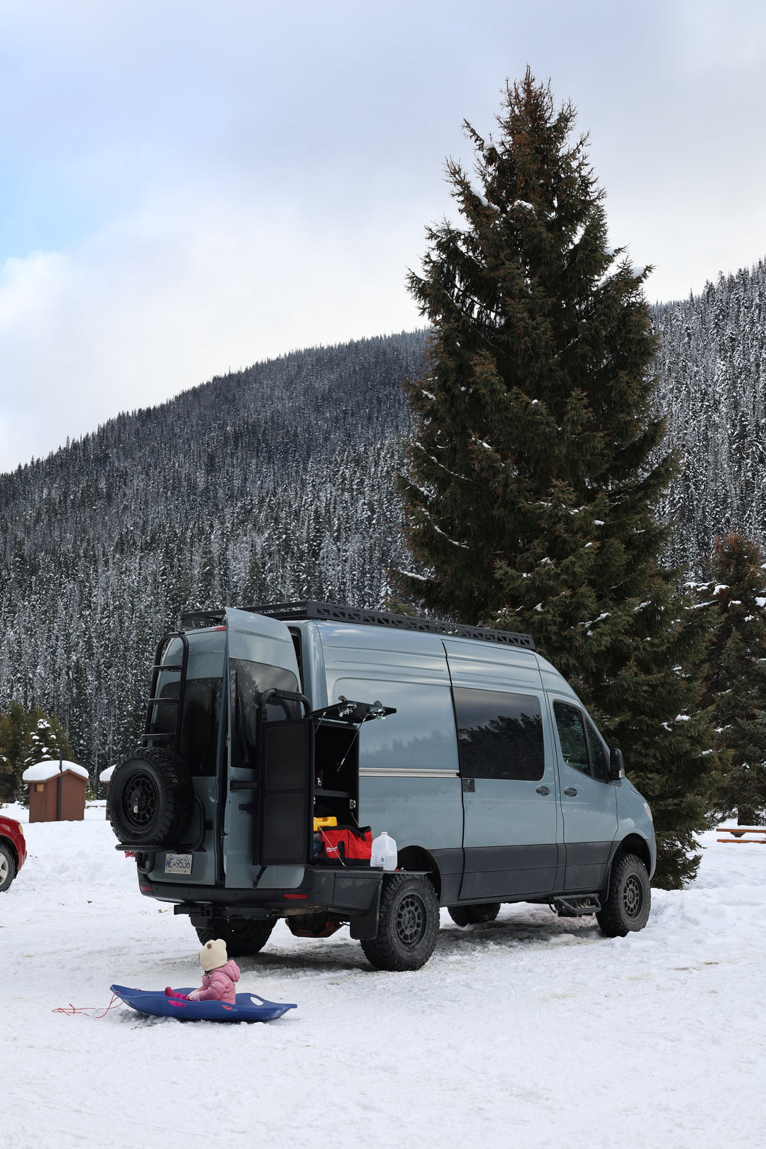 Overland Sprinter Rear Door Rack Sprinter Rear Door Aluminum Gear Rack - NO DRILL – Curious Campervans