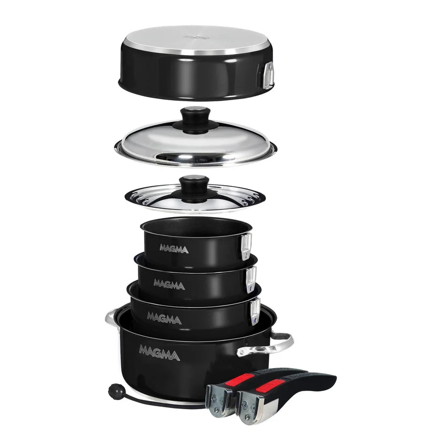 10 Piece Gourmet "Nesting" Stainless Steel Induction Cookware Set with Ceramica Non-Stick