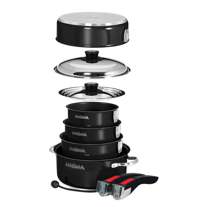 10 Piece Gourmet "Nesting" Stainless Steel Induction Cookware Set with Ceramica Non-Stick