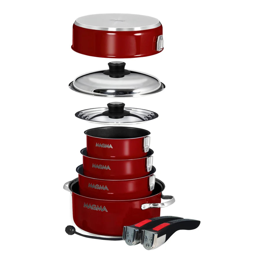10 Piece Gourmet "Nesting" Stainless Steel Induction Cookware Set with Ceramica Non-Stick