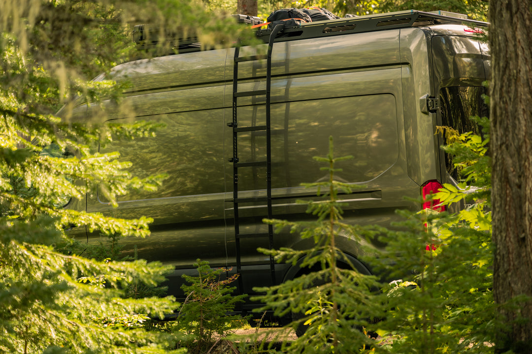 Ford Transit Mid-Roof Side Ladder by Curious Campervans