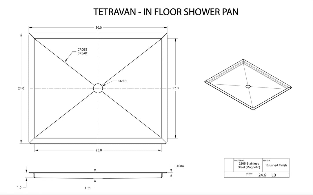 Stainless Steel In-Floor Shower Pan