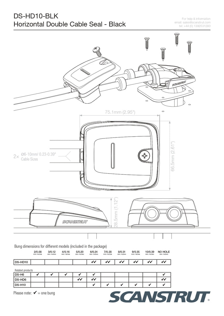 Scanstrut  Horizontal Double-Entry Cable Seal