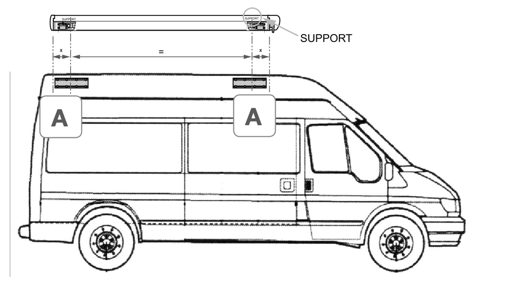 Fiamma F45 Wall Mount Brackets - Transit (98655-741)
