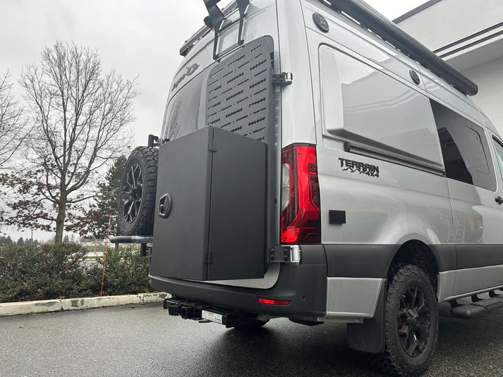 Nomadic Sprinter Rear Rack TecVan Sprinter Passenger Rear Door Aluminum Gear Rack – Curious Campervans