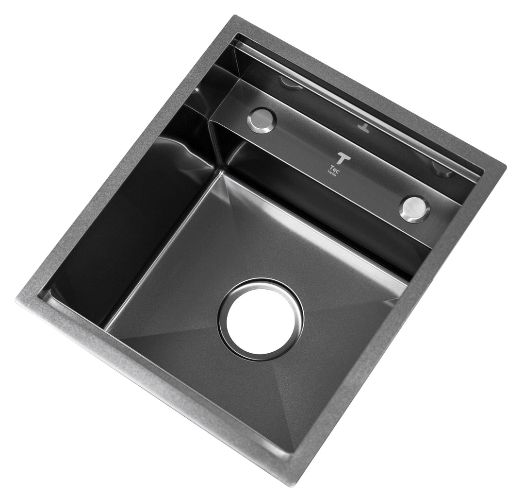 Black Stainless Steel Camper Van RV Sink | Folding Faucet and Soap Dispenser