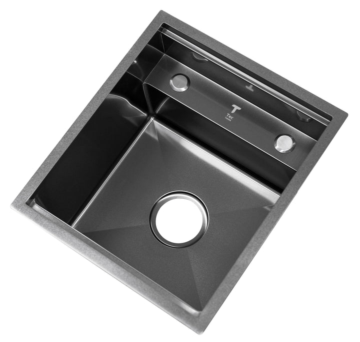 Black Stainless Steel Camper Van RV Sink | Folding Faucet and Soap Dispenser