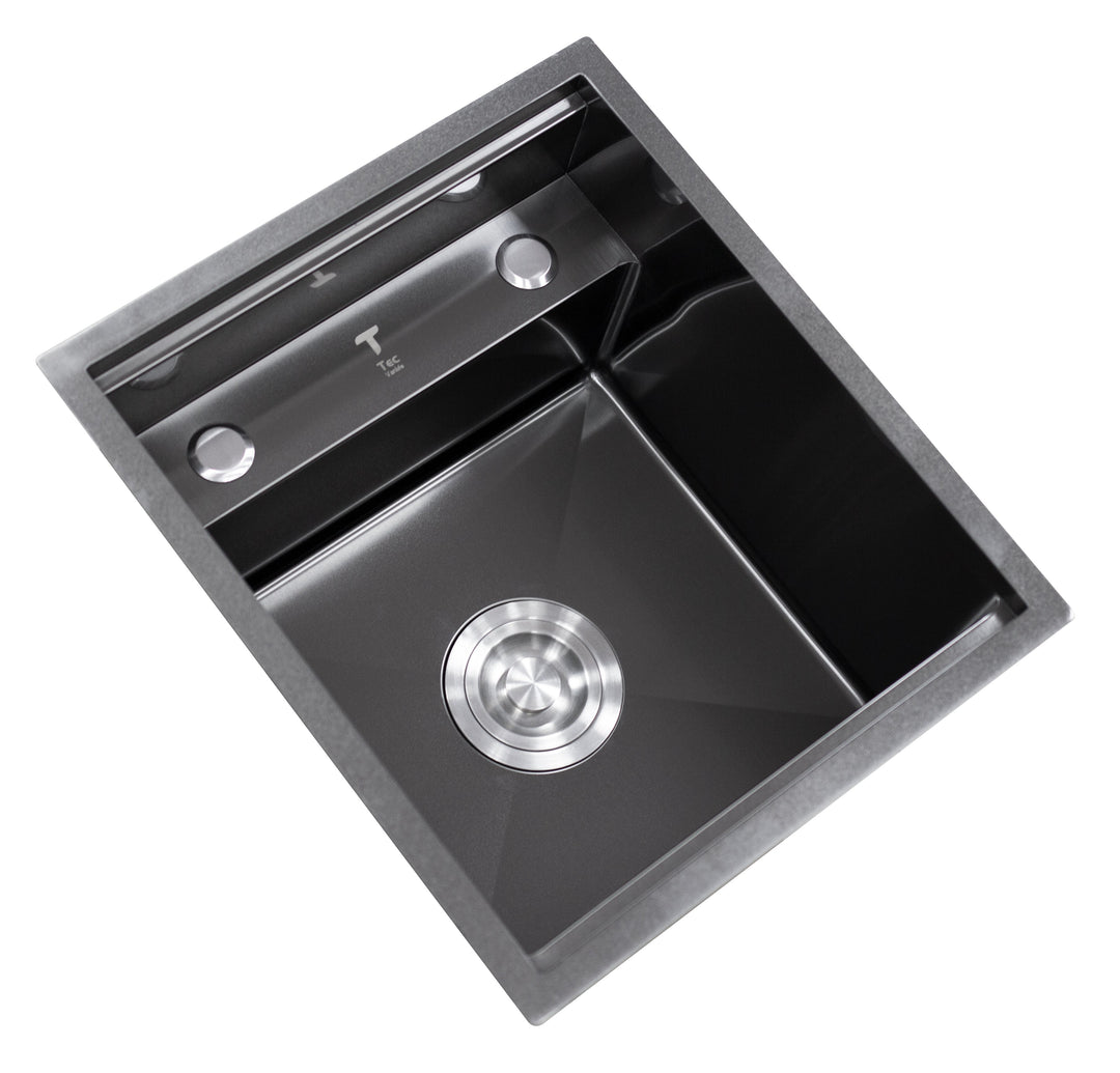 Black Stainless Steel Camper Van RV Sink | Folding Faucet and Soap Dispenser