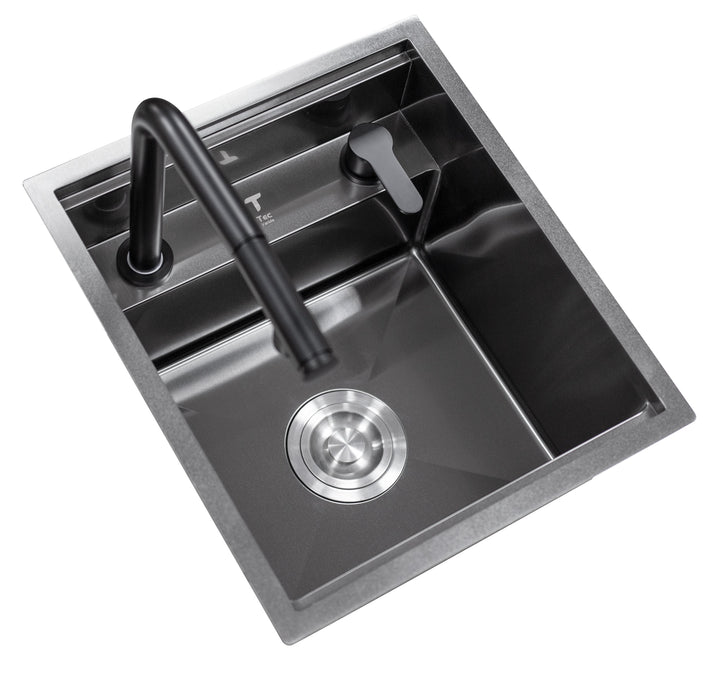 Black Stainless Steel Camper Van RV Sink | Folding Faucet and Soap Dispenser