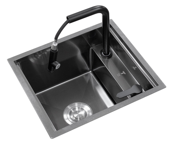 Black Stainless Steel Camper Van RV Sink | Folding Faucet and Soap Dispenser