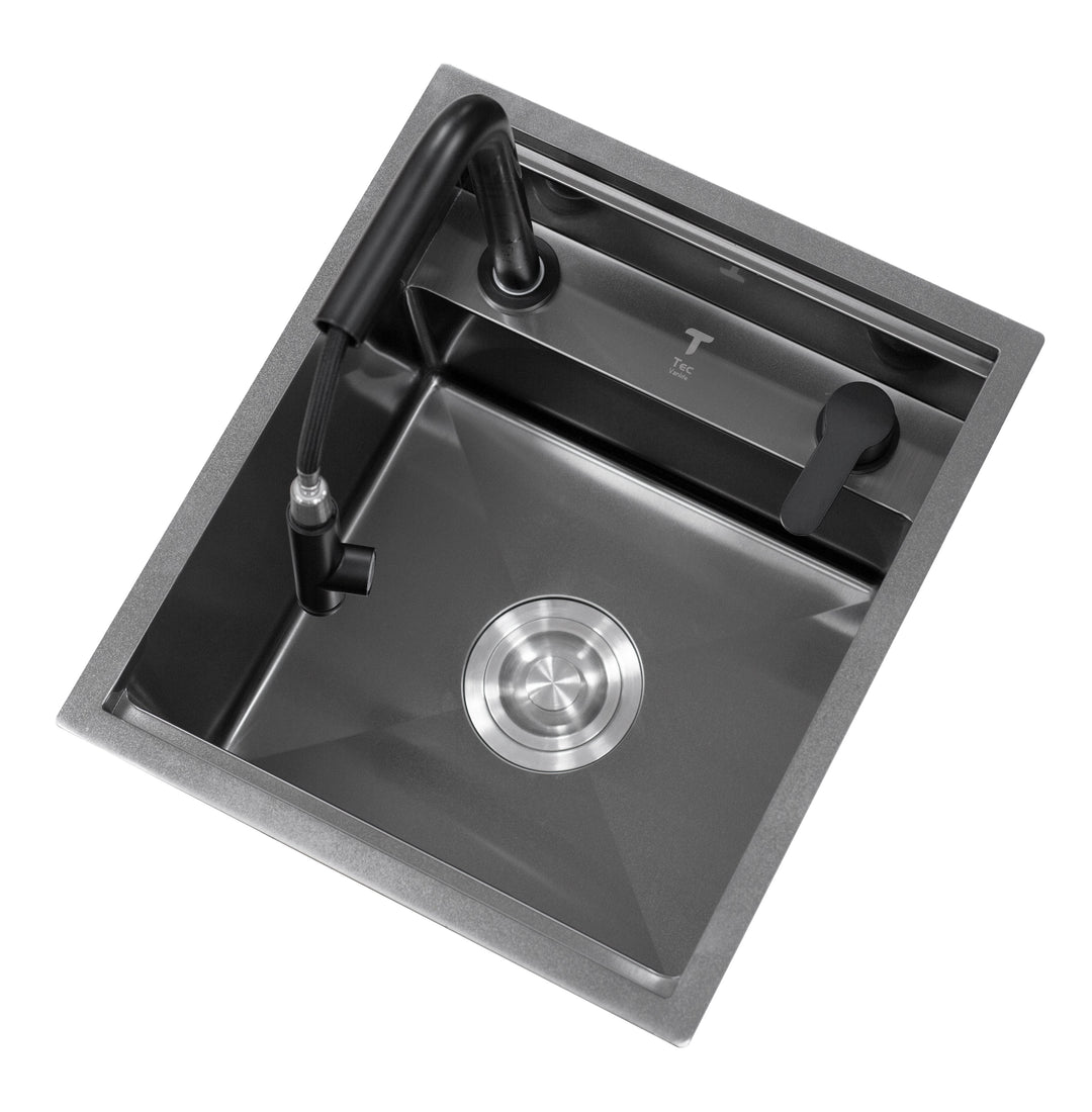 Black Stainless Steel Camper Van RV Sink | Folding Faucet and Soap Dispenser