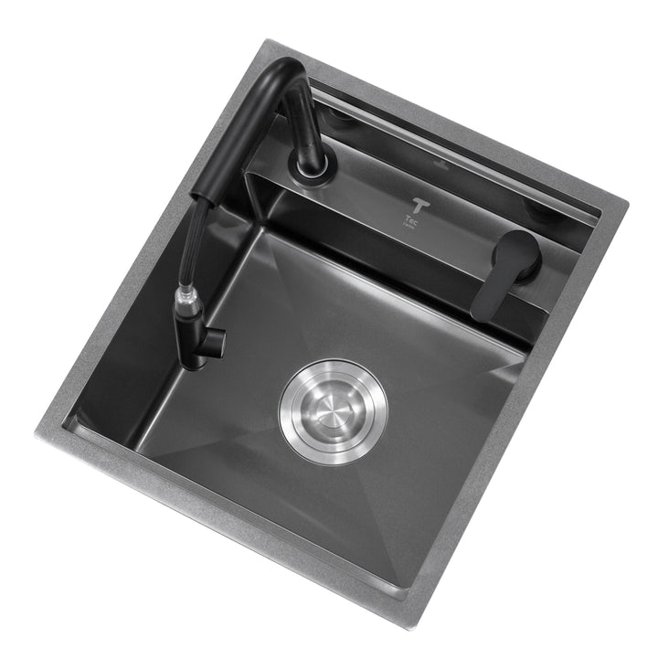 Black Stainless Steel Camper Van RV Sink | Folding Faucet and Soap Dispenser
