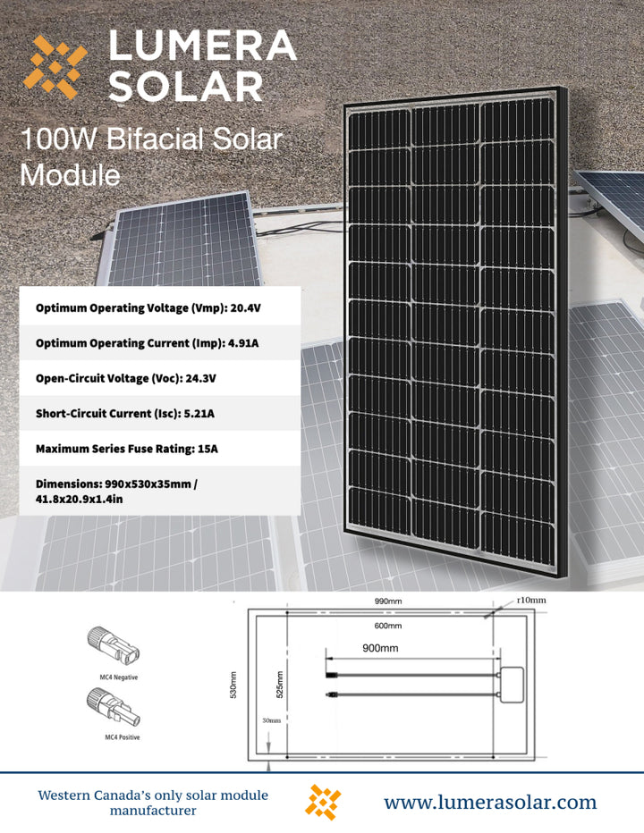 Lumera 100W Bifacial Black Solar Panels