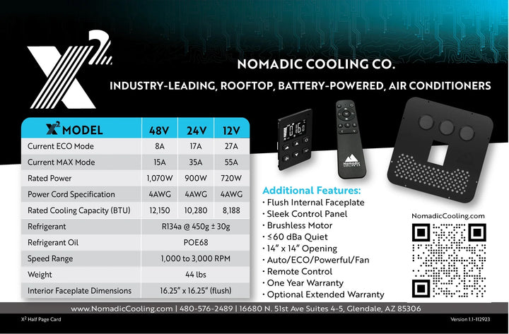 Nomadic Cooling X2 48V Air Conditioner