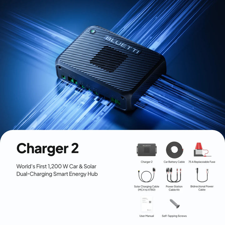 Bluetti Charger 2 - 1200W Alternator & Solar Dual DC Charger