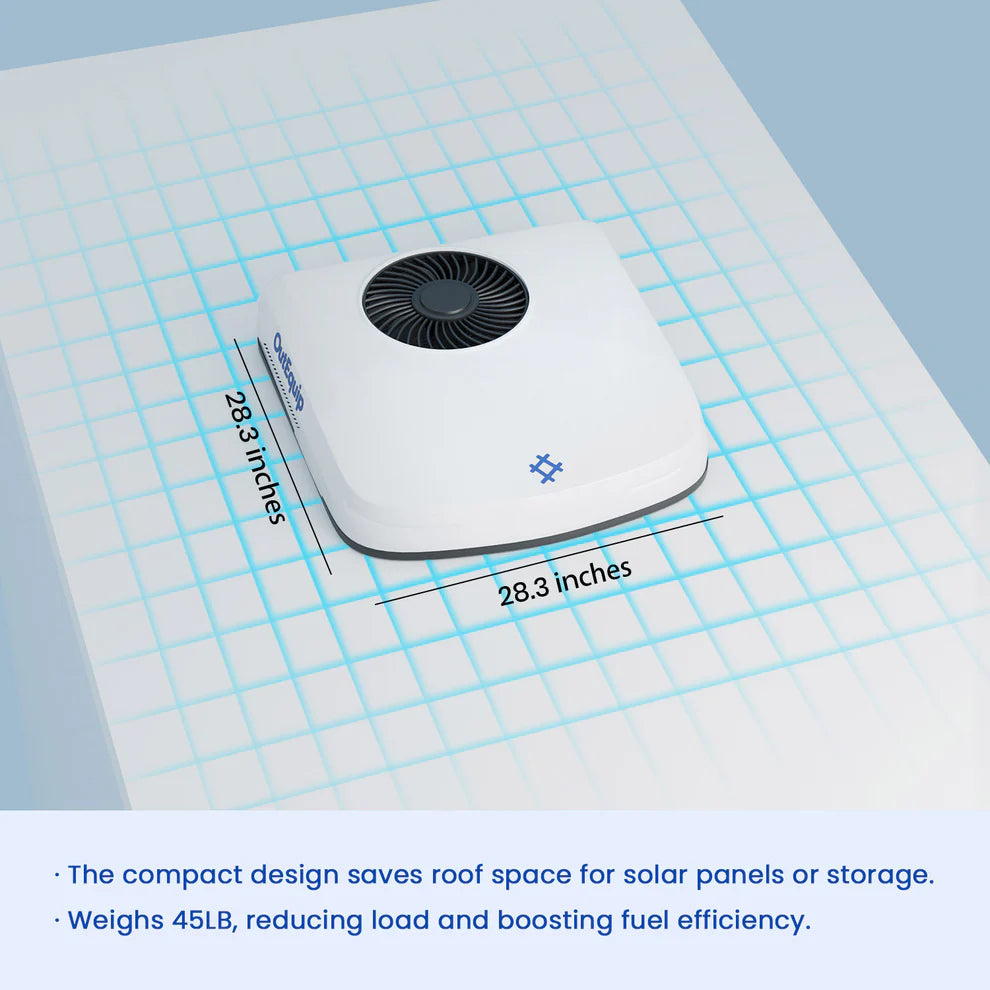 OutEquip 48V Air Conditioner - 11,000 BTU Rooftop Air Conditioner with PTC Heater