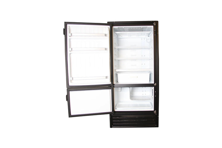 NovaKool RFU8250 refrigerator and freezer with doors open