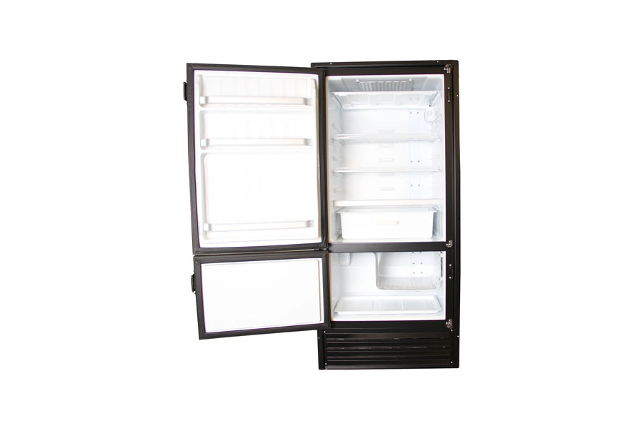 NovaKool RFU8250 refrigerator and freezer with doors open