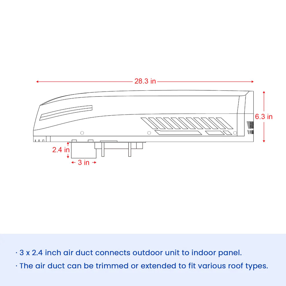 OutEquip 48V Air Conditioner - 11,000 BTU Rooftop Air Conditioner with PTC Heater