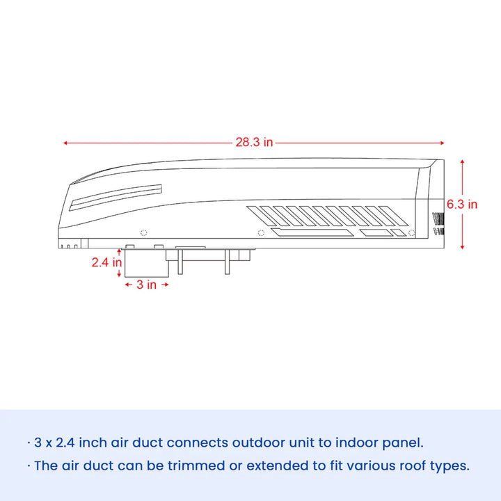 OutEquip 48V Air Conditioner - 11,000 BTU Rooftop Air Conditioner with PTC Heater