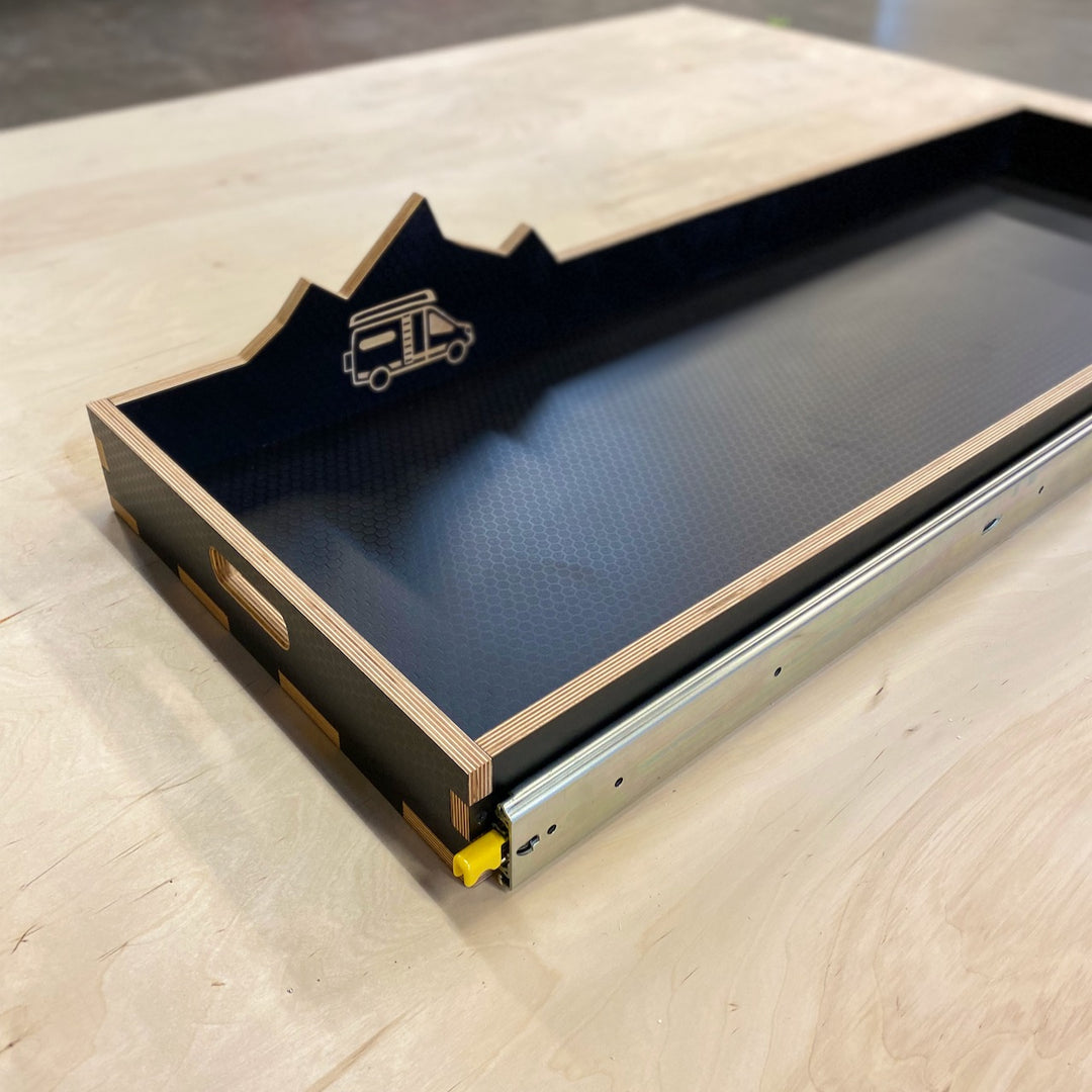 Slide Out Storage Tray for Bikes, Boards and Gear