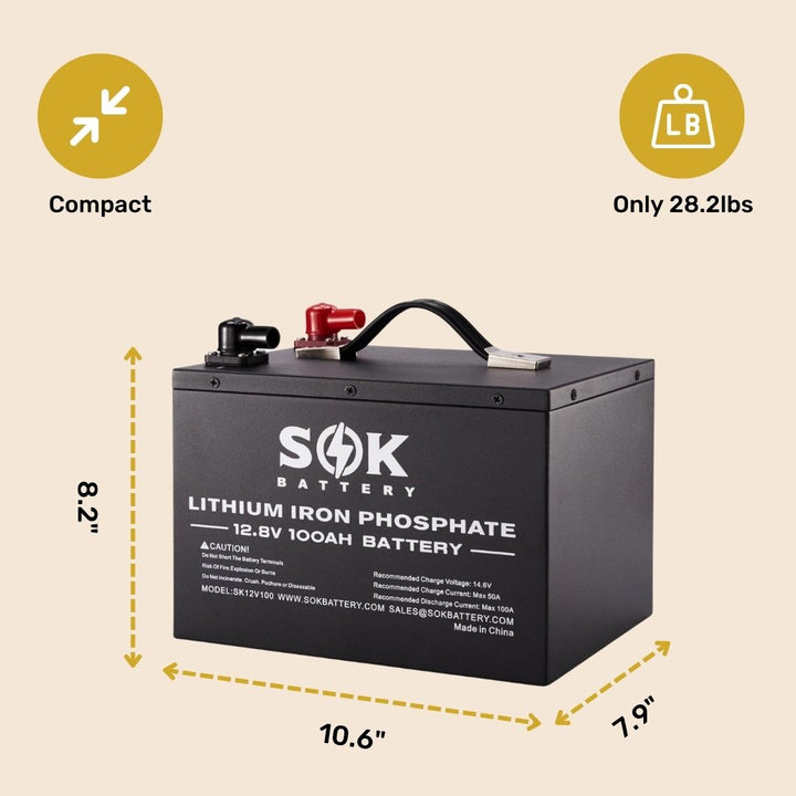 SOK 100Ah | 12V - LiFePO4 Lithium Battery